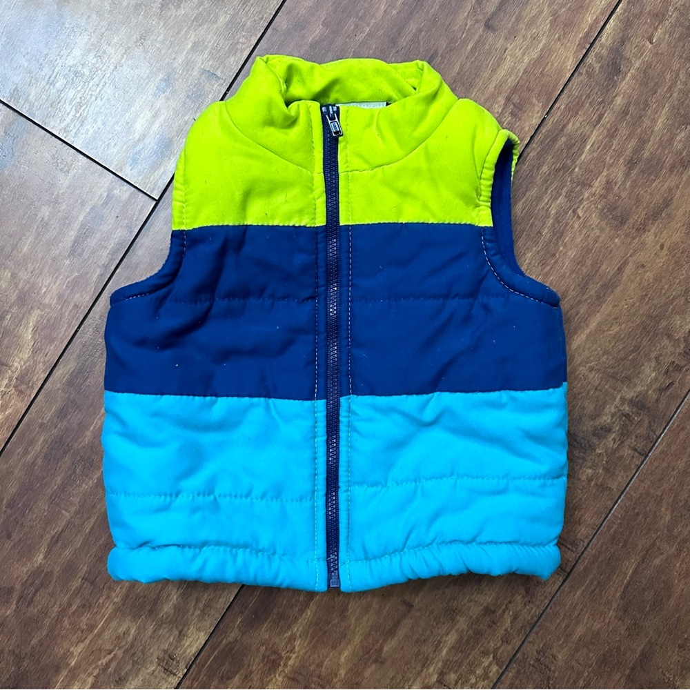 Wonder Kids multi color zip up puffy vest 18 months